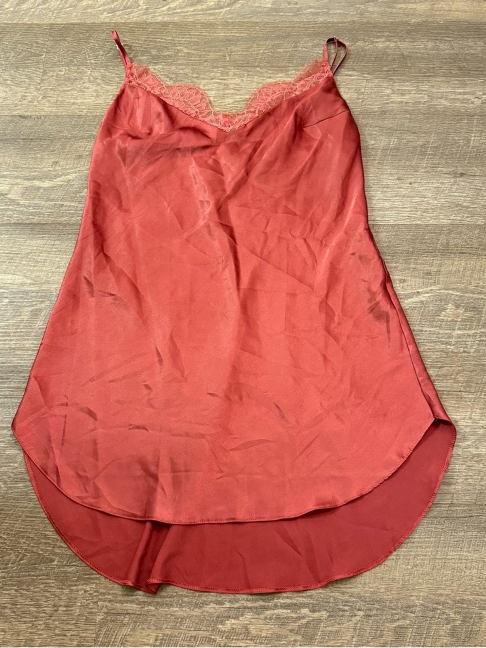 Victoria's Secret Marron Lace-Trim Satin Chemise